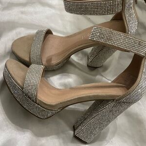 Madden Girl Silver Rhinestone Heels